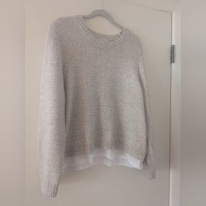 Soft & Cozy Sweater With White Conrast Hem.